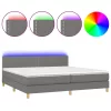  sötétszürke szövet rugós és LED-es ágy matraccal 200x200 cm