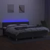  sötétszürke szövet rugós és LED-es ágy matraccal 200x200 cm