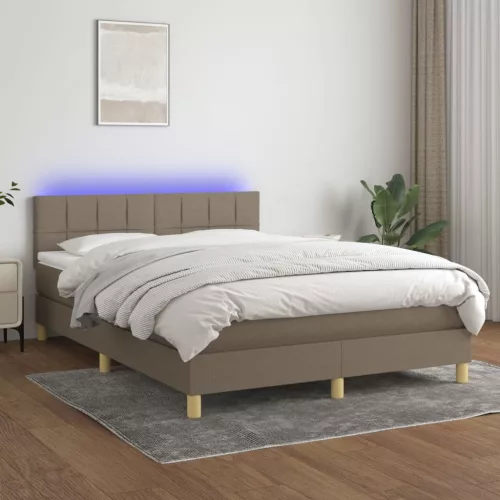  tópszínű szövet rugós és LED-es ágy matraccal 140x190cm