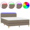  tópszínű szövet rugós és LED-es ágy matraccal 140x190cm