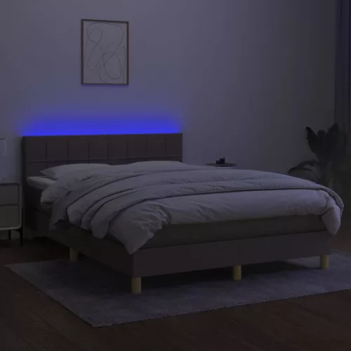  tópszínű szövet rugós és LED-es ágy matraccal 140x190cm