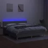  világosszürke szövet rugós és LED-es ágy matraccal 160x200 cm