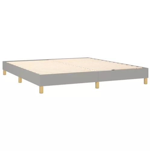  világosszürke szövet rugós és LED-es ágy matraccal 160x200 cm