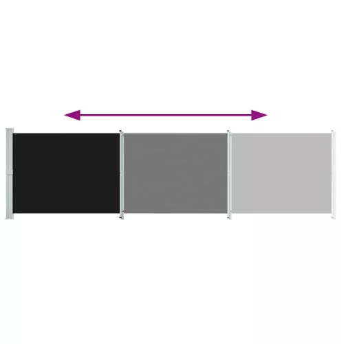  fekete kihúzható oldalsó terasz-napellenző 600 x 160 cm