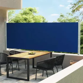  kék behúzható oldalsó terasz-napellenző 600 x 160 cm