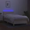  krémszínű szövet rugós és LED-es ágy matraccal 90x190 cm
