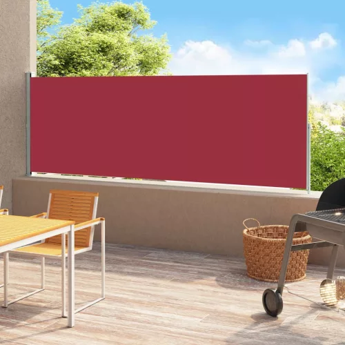  piros behúzható oldalsó terasznapellenző 180 x 500 cm
