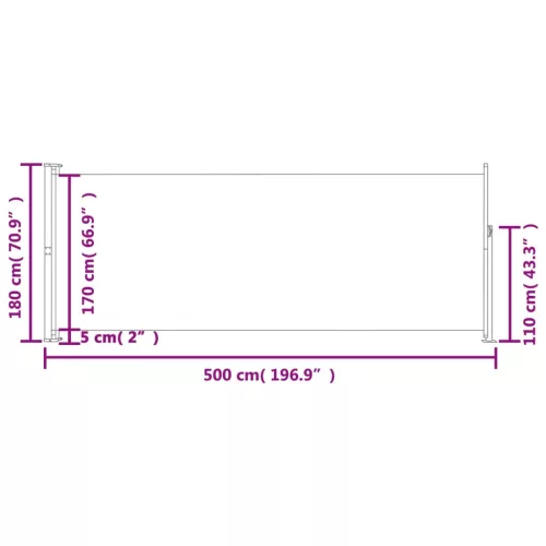  piros behúzható oldalsó terasznapellenző 180 x 500 cm