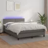 szürke műbőr rugós ágy matraccal és LED-del 140x190 cm