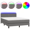  szürke műbőr rugós ágy matraccal és LED-del 140x190 cm