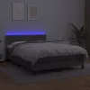  szürke műbőr rugós ágy matraccal és LED-del 140x190 cm