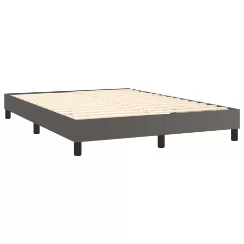  szürke műbőr rugós ágy matraccal és LED-del 140x190 cm