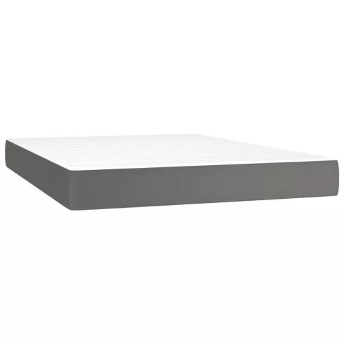  szürke műbőr rugós ágy matraccal és LED-del 140x190 cm