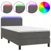  sötétszürke bársony rugós és LED-es ágy matraccal 90x190 cm