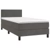  sötétszürke bársony rugós és LED-es ágy matraccal 90x190 cm