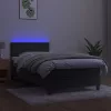  sötétszürke bársony rugós és LED-es ágy matraccal 90x190 cm