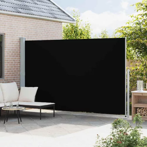  fekete behúzható oldalsó terasznapellenző 220 x 500 cm