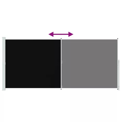  fekete behúzható oldalsó terasznapellenző 220 x 500 cm