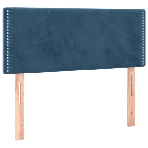  sötétkék bársony rugós és LED-es ágy matraccal 120x200 cm