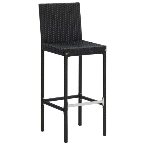  2 db fekete polyrattan kerti bárszék párnával