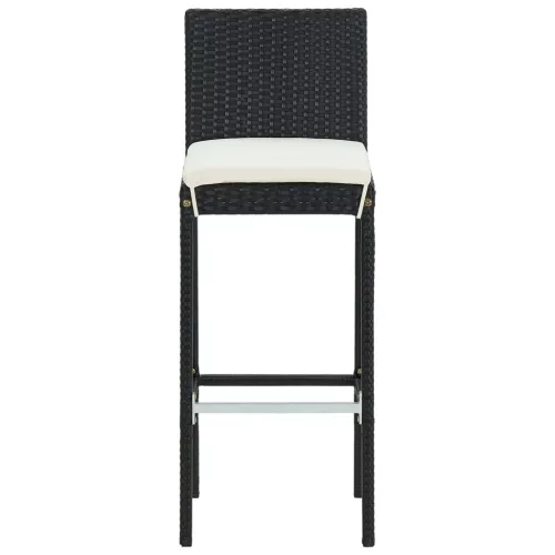  2 db fekete polyrattan kerti bárszék párnával