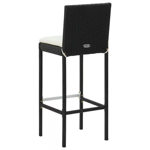  2 db fekete polyrattan kerti bárszék párnával