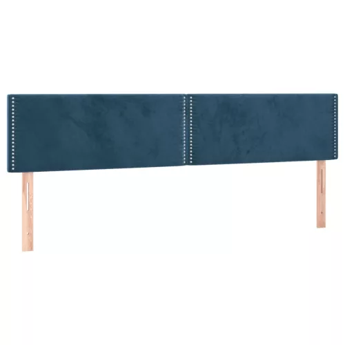  sötétkék bársony rugós és LED-es ágy matraccal 180x200 cm