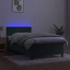  sötétzöld bársony rugós és LED-es ágy matraccal 90x190 cm