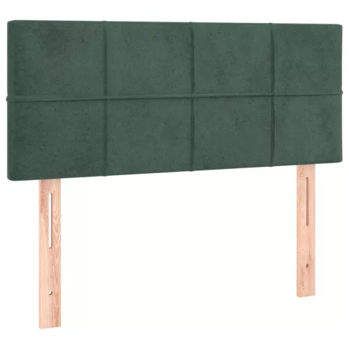  sötétzöld bársony rugós és LED-es ágy matraccal 90x190 cm