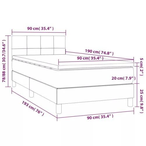  sötétzöld bársony rugós és LED-es ágy matraccal 90x190 cm