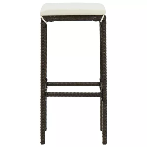  2 db barna polyrattan bárszék párnával
