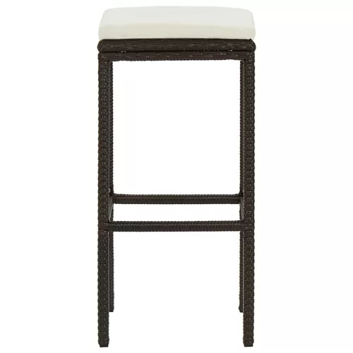  2 db barna polyrattan bárszék párnával