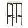  2 db barna polyrattan bárszék párnával