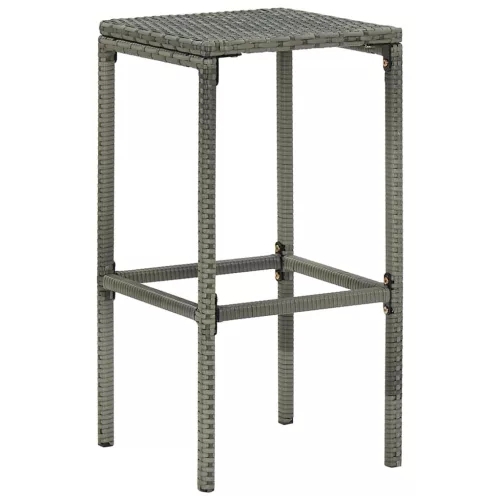  3 db szürke polyrattan bárszék párnával
