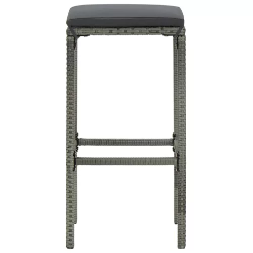  3 db szürke polyrattan bárszék párnával
