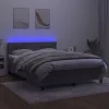  világosszürke bársony rugós és LED-es ágy matraccal 140x190 cm