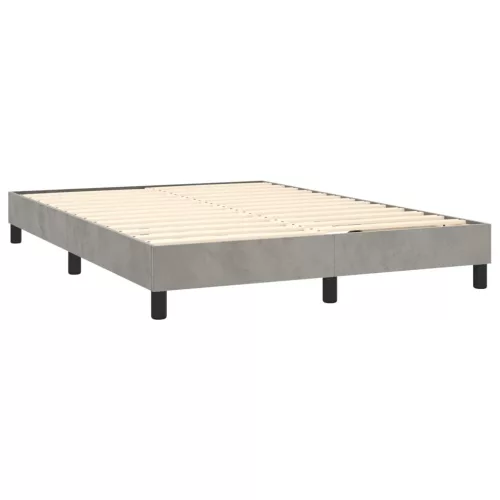  világosszürke bársony rugós és LED-es ágy matraccal 140x190 cm