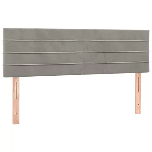  világosszürke bársony rugós és LED-es ágy matraccal 140x190 cm