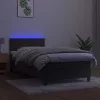  sötétszürke bársony rugós és LED-es ágy matraccal 90x200 cm