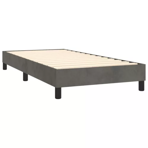  sötétszürke bársony rugós és LED-es ágy matraccal 90x200 cm
