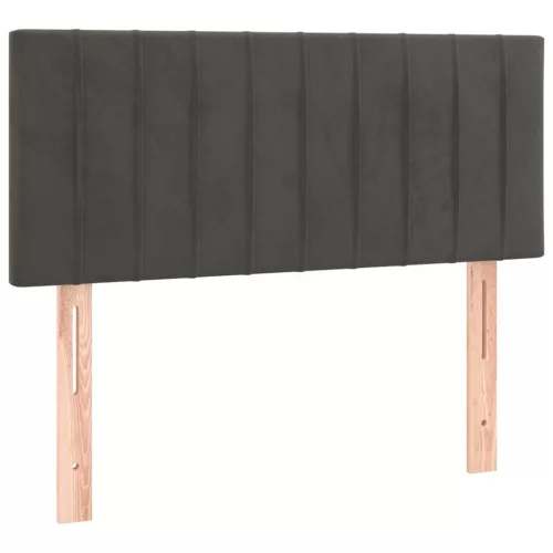  sötétszürke bársony rugós és LED-es ágy matraccal 90x200 cm