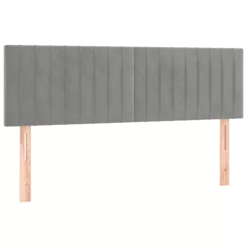  világosszürke bársony rugós és LED-es ágy matraccal 140x200 cm