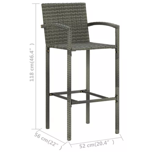  2 db szürke polyrattan bárszék