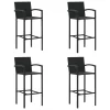  4 db fekete polyrattan bárszék