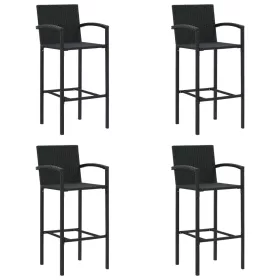  4 db fekete polyrattan bárszék