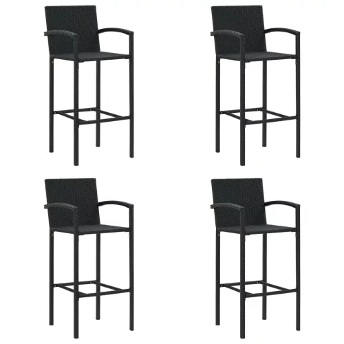  4 db fekete polyrattan bárszék