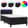  fekete bársony rugós és LED-es ágy matraccal 90x190 cm