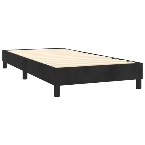  fekete bársony rugós és LED-es ágy matraccal 90x190 cm