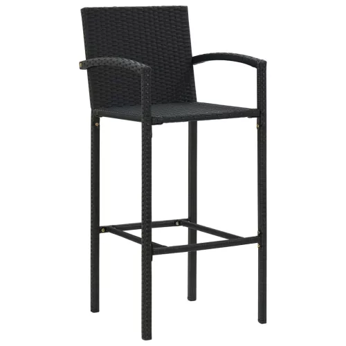  4 db fekete polyrattan bárszék