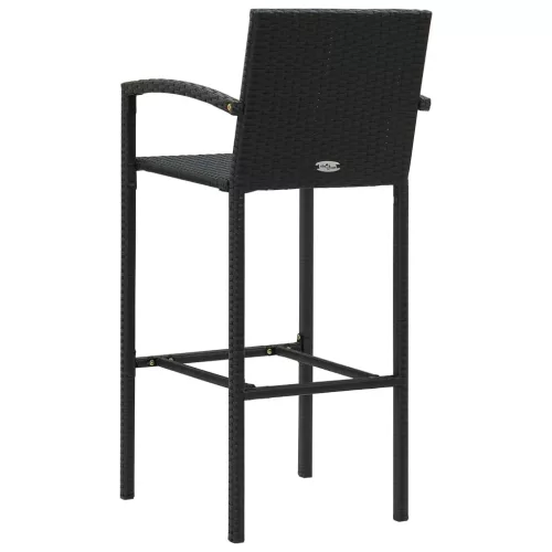  4 db fekete polyrattan bárszék
